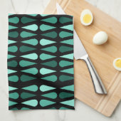 Retro Mideeuw Teardrops Black Turquoise Theedoek (Quarter Fold)