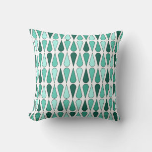 Retro Mideeuw Teardrops Turquoise Kussen