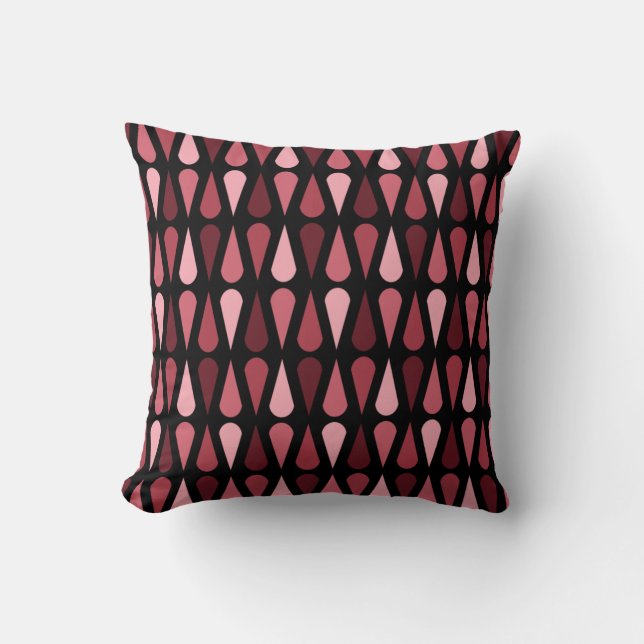 Retro Mideeuw Teardruppels Black Red Kussen (Voorkant)