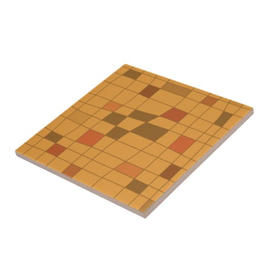 Retro Mideeuwse Art Warped Ochre Tegeltje (Zijkant)