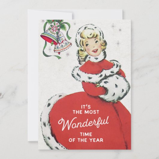 Retro Mideeuwse kerstdame Feestdagenkaart (Voorkant)