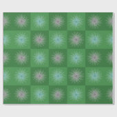 Retro Mideeuwse kerstStarburen Groen Cadeaupapier (Vlak)