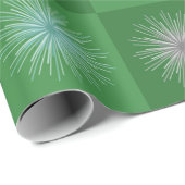 Retro Mideeuwse kerstStarburen Groen Cadeaupapier (Rol Hoek)