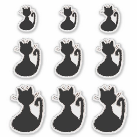 Retro Mideeuwse moderne Black Cat Silhouette Sticker (Voorkant)
