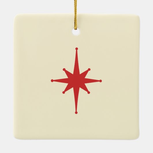 Retro Mideeuwse moderne kerststaarkresten Jaar Keramisch Ornament (Achterkant)