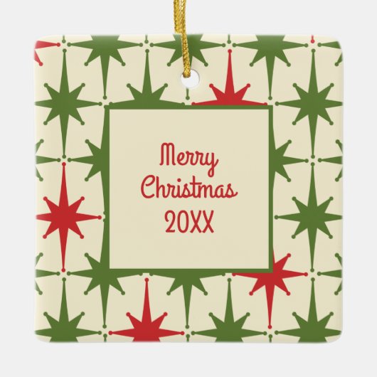 Retro Mideeuwse moderne kerststaarkresten Jaar Keramisch Ornament (Voorkant)