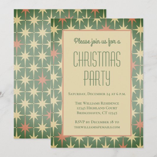 Retro Mideeuwse moderne kerststerren Kaart (Voorkant / Achterkant)