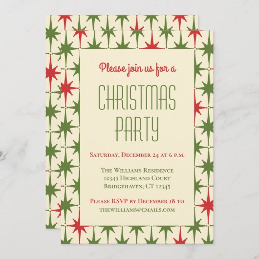 Retro  Mideeuwse moderne kerststerren Kaart (Voorkant / Achterkant)