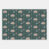 Retro Mideeuwse roze kerstabel Inpakpapier Vel (Voorkant 3)