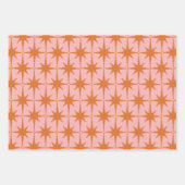 Retro Mideeuwse Starbursts Patroonroze en Oranje Inpakpapier Vel (Voorkant)