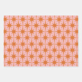 Retro Mideeuwse Starbursts Patroonroze en Oranje Inpakpapier Vel (Voorkant)