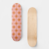 Retro Mideeuwse Starbursts Patroonroze en Oranje Persoonlijk Skateboard (Voorkant)