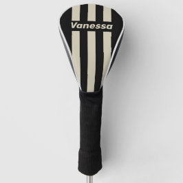 Retro Midnight Drie Pin Strepen met Naam Golfheadcover