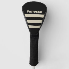 Retro Midnight Drie Strepen met Naam Golfheadcover