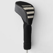 Retro Midnight Drie Strepen met Naam Golfheadcover (Schuin)