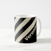 Retro Midnight Drie Strepen met Naam Koffiemok (Voorkant rechts)