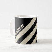 Retro Midnight Drie Strepen met Naam Koffiemok (Voorkant links)