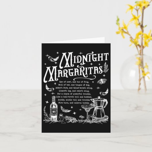 Retro Midnight Margaritas Grappig Halloween Magisc Kaart (Gele Bloem)