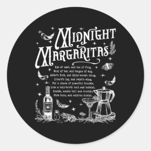 Retro Midnight Margaritas Grappig Halloween Magisc Ronde Sticker