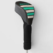 Retro Midnight Mint Across Strepen met Naam Golfheadcover (Schuin)