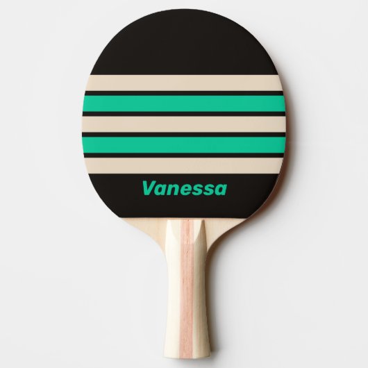 Retro Midnight Mint Across Striping with Name Tafeltennisbatje (Achterkant)