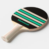 Retro Midnight Mint Across Striping with Name Tafeltennisbatje (Voorkant Gekanteld)
