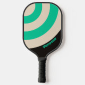 Retro Midnight Mint Cirkel Streep met Naam Pickleball Paddle (Achterkant)