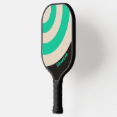 Retro Midnight Mint Cirkel Streep met Naam Pickleball Paddle (Links)