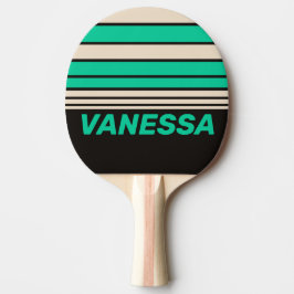 Retro Midnight Mint Horizon Strepen met Naam Tafeltennisbatje