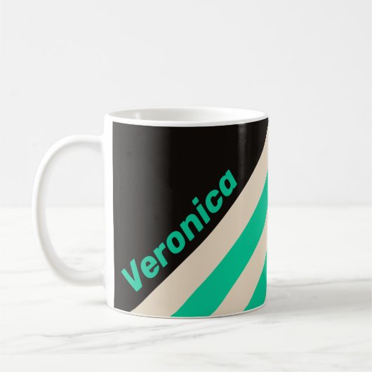 Retro Midnight Mint Strepen met Naam Koffiemok (Links)