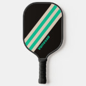 Retro Midnight Mint Strepen met Naam Pickleball Paddle (Achterkant)
