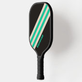 Retro Midnight Mint Strepen met Naam Pickleball Paddle (Links)