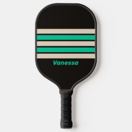 Retro Midnight Mint Strepen met Naam Pickleball Paddle