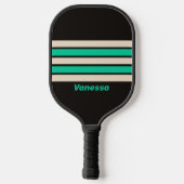 Retro Midnight Mint Strepen met Naam Pickleball Paddle (Achterkant)