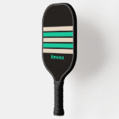 Retro Midnight Mint Strepen met Naam Pickleball Paddle (Links)