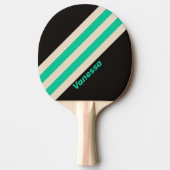 Retro Midnight Mint Stripes met naam Tafeltennisbatje (Voorkant)