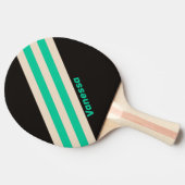 Retro Midnight Mint Stripes met naam Tafeltennisbatje (Zijkant)