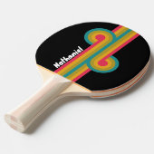 Retro Midnight Rainbow Loop met Naam Tafeltennisbatje (Voorkant Gekanteld)