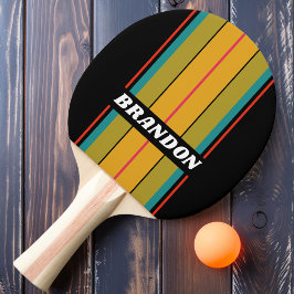 Retro Midnight Regenboog Board Strepen met Naam Tafeltennisbatje