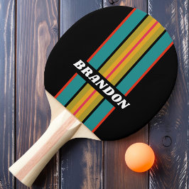 Retro Midnight Regenboog Rally Streep met Naam Tafeltennisbatje