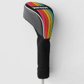 Retro Midnight Regenboog Speld Gestreept met Naam Golfheadcover (Schuin)