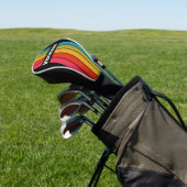 Retro Midnight Regenboog Speld Gestreept met Naam Golfheadcover (Insitu)