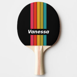 Retro Midnight Regenboog Speld Gestreept met Naam Tafeltennisbatje