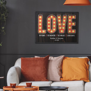 Retro Mijlpaal 10e Verjaardag Persoonlijke Liefde Poster