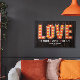 Retro Mijlpaal 1e Verjaardag Persoonlijke Liefde Poster