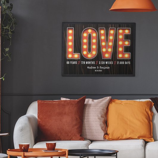 Retro Mijlpaal 60e Verjaardag Persoonlijke Liefde Poster