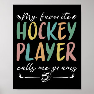 Retro Mijn favoriete hockeyspeler noemt me oma Poster