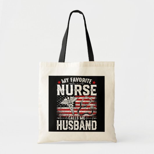Retro Mijn favoriete verpleegster noemt me Husband Tote Bag (Voorkant)