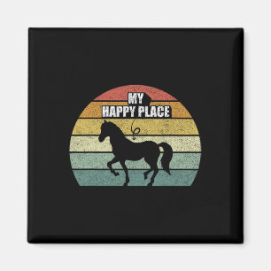 Retro mijn Happy Place Horse Shirt Horseback Ridin Magneet