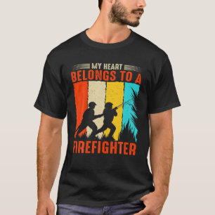 Retro  mijn hart behoort tot een brandweerman t-shirt